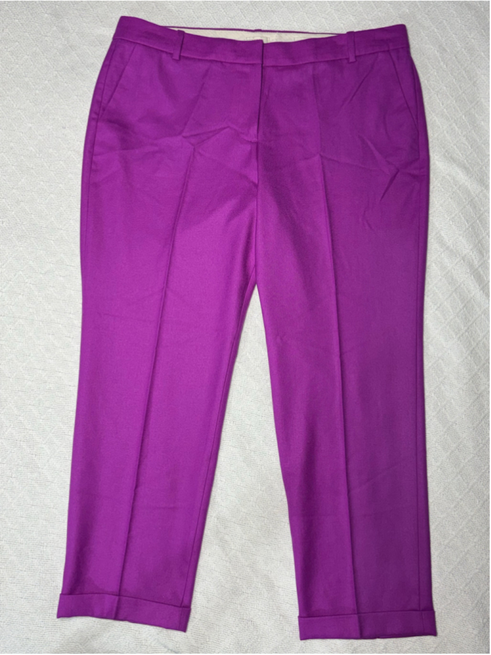 J. Crew Cafe Capri Wool Pants Size 12 NWT Purple Cropped Trousers Career